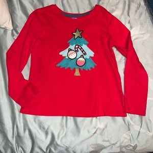 Holiday Velcro ornament Christmas tree long sleeve red shirt removable girls 7